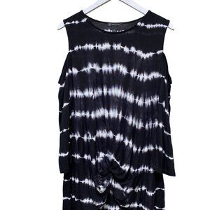 I.N.C International Concepts Tunic Tee Size XL Cold Shoulder Black Tie dye Women